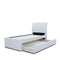 The York Single Fabric Trundle Bed - Oat White (Reversible Trundle) available to purchase from Warehouse Furniture Clearance at our next sale event.