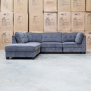The Nobu Modular Corner Lounge with Ottoman - Share Charcoal available to purchase from Warehouse Furniture Clearance at our next sale event.