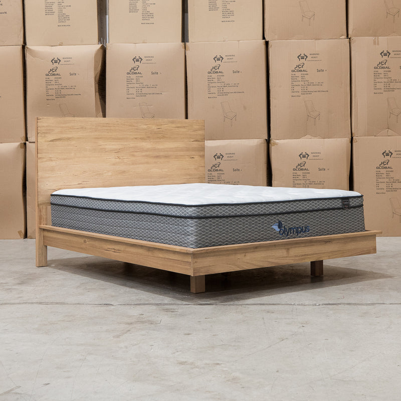 The Flintstone Tasmanian Oak King Floating Bedframe available to purchase from Warehouse Furniture Clearance at our next sale event.