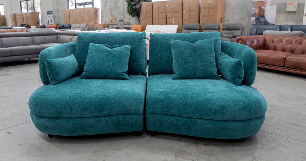 COR2602MB 2 Seat Curved Sofa with Adjustable Back Rest Lake Green