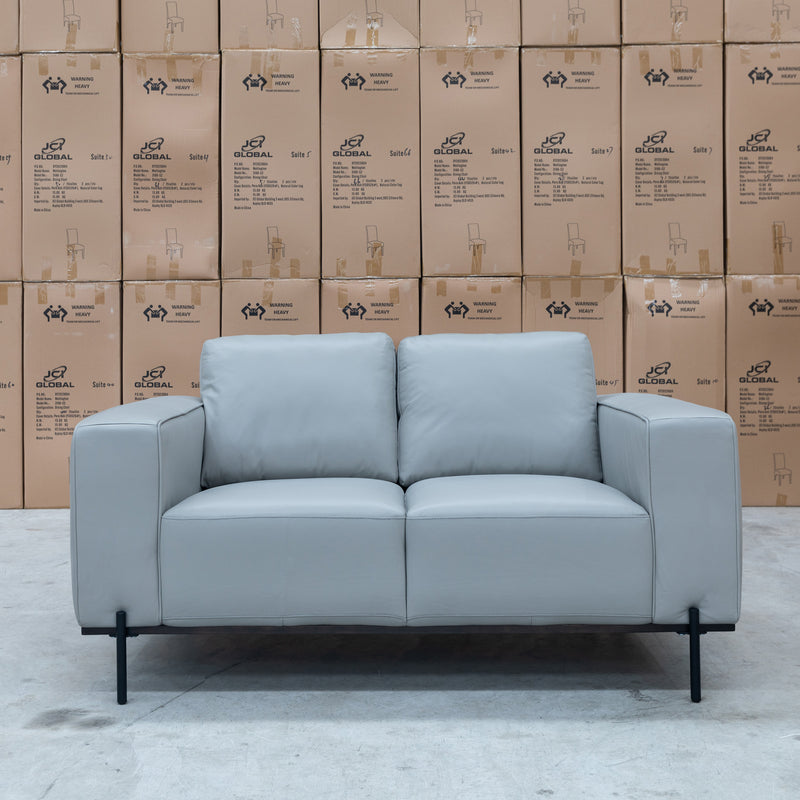 Austin 3 & 2 Seater Leather Sofa Set - Pewter - Warehouse Furniture Clearance