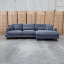 The Melbourne Deep Seat Feather & Foam RHF Chaise Lounge - Obsidian available to purchase from Warehouse Furniture Clearance at our next sale event.