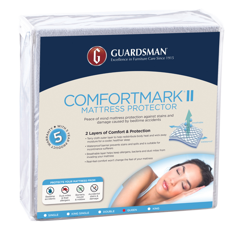 The Guardsman ComfortMark II Mattress Protector - 5 Year Warranty - Queen available to purchase from Warehouse Furniture Clearance at our next sale event.