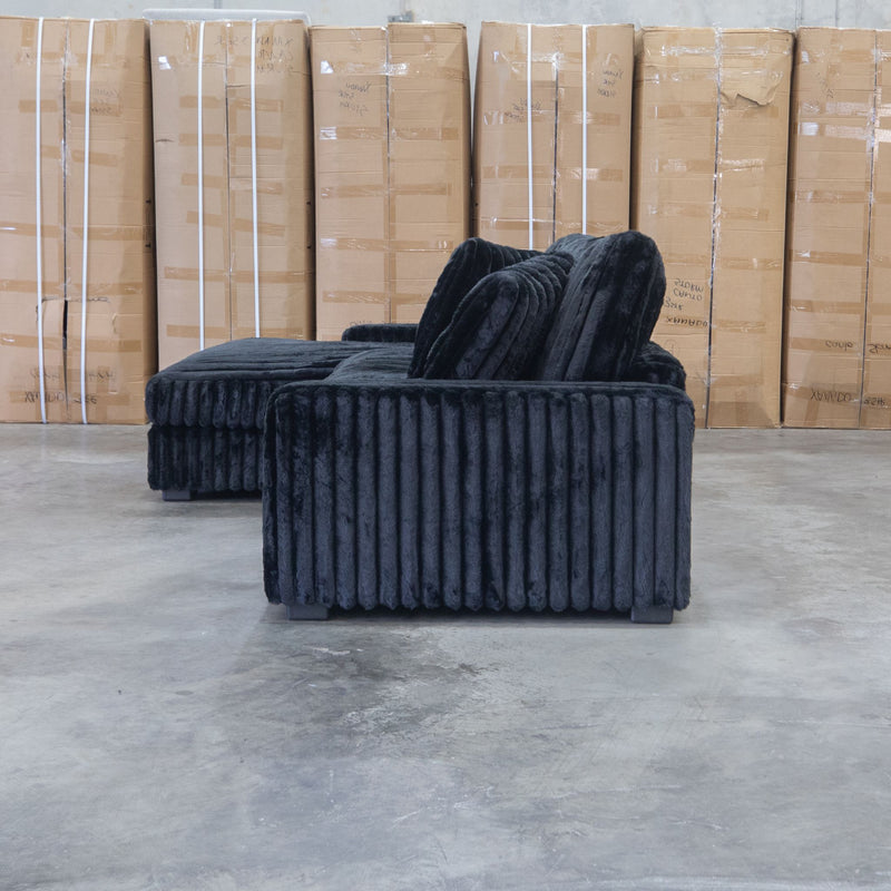 The Kalena Oversized Plush Feather & Foam LHF Chaise Lounge - Black
