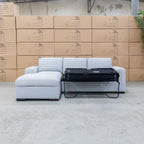 The Oakland Sofa Bed with LHF Storage Chaise - Silver available to purchase from Warehouse Furniture Clearance at our next sale event.