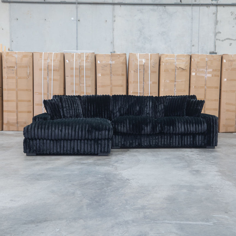 The Kalena Oversized Plush Feather & Foam LHF Chaise Lounge - Black