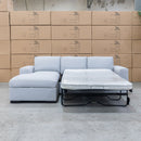 The Oakland Sofa Bed with LHF Storage Chaise - Silver available to purchase from Warehouse Furniture Clearance at our next sale event.