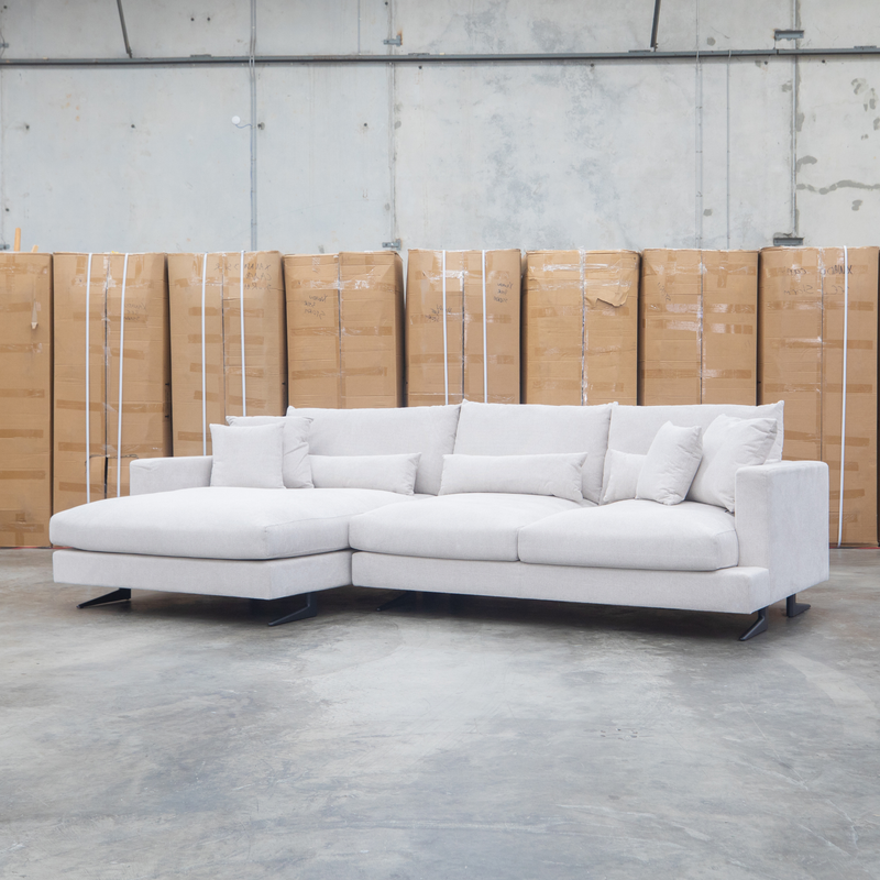 The Melbourne Deep Seat Feather & Foam LHF Chaise Lounge - Biscuit