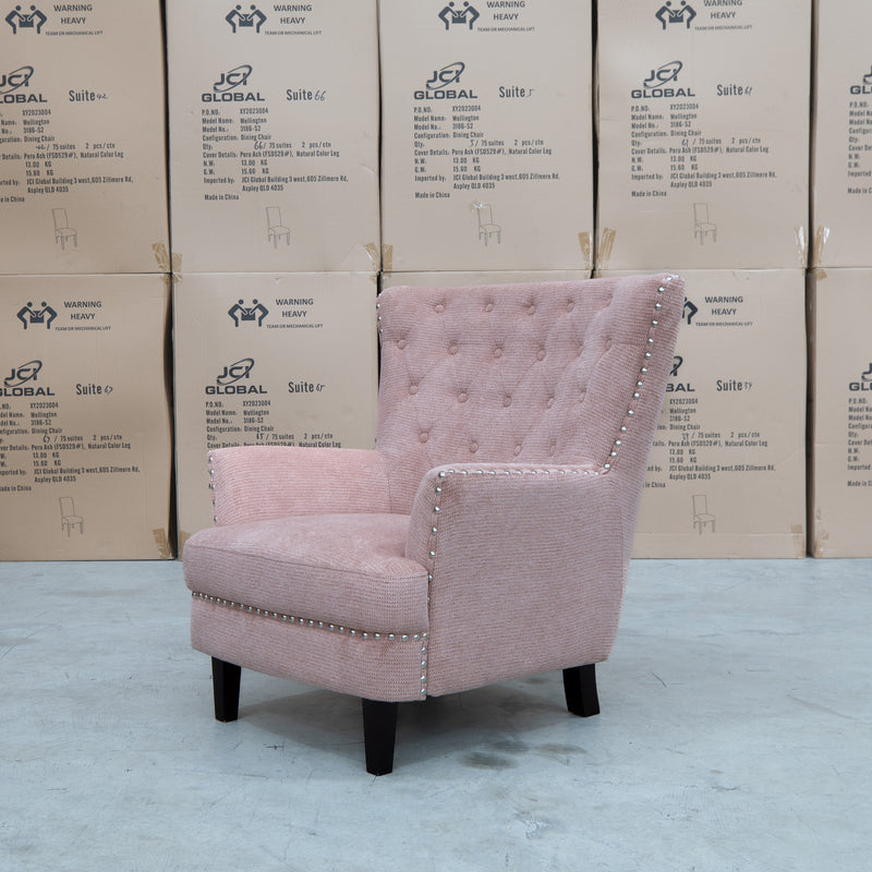 The Charlotte Accent Chair - Blush available to purchase from Warehouse Furniture Clearance at our next sale event.