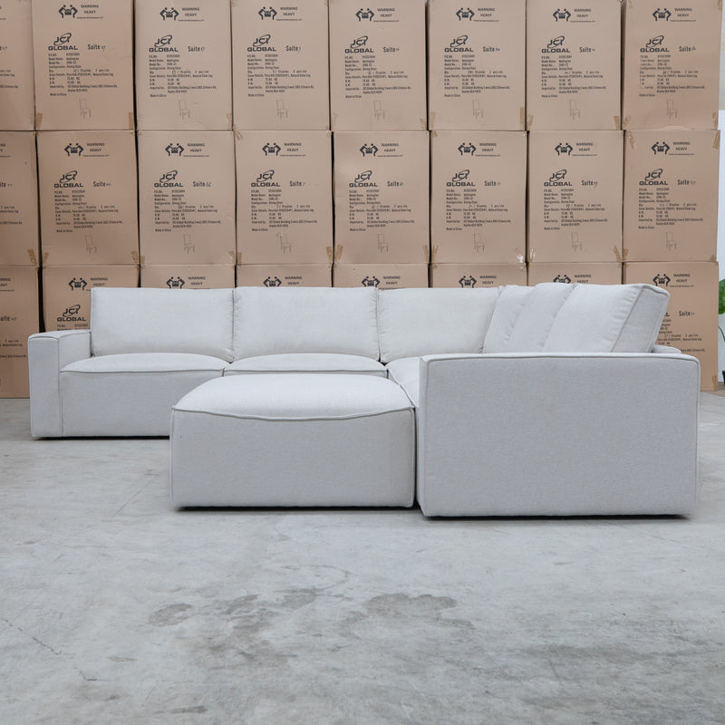 The Layne Modular Corner Lounge with Ottoman - Oat available to purchase from Warehouse Furniture Clearance at our next sale event.