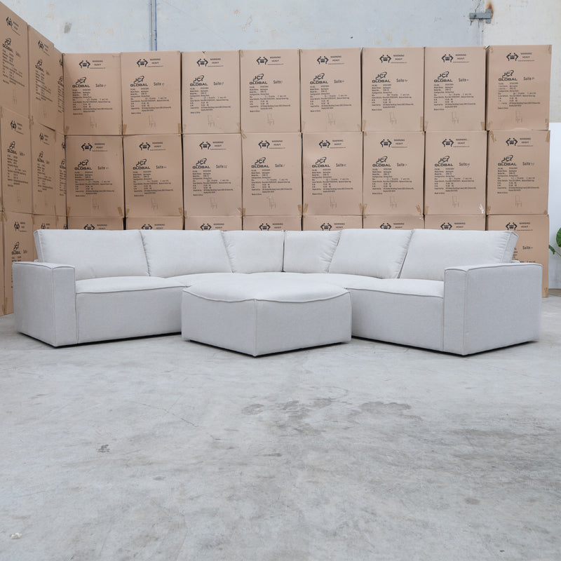 The Layne Modular Corner Lounge with Ottoman - Oat available to purchase from Warehouse Furniture Clearance at our next sale event.