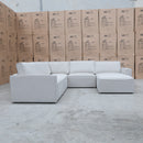 The Layne Modular Corner Lounge with Ottoman - Oat available to purchase from Warehouse Furniture Clearance at our next sale event.