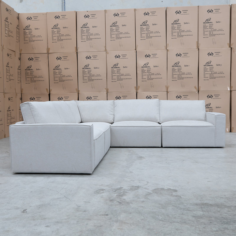 The Layne Modular Corner Lounge with Ottoman - Oat available to purchase from Warehouse Furniture Clearance at our next sale event.