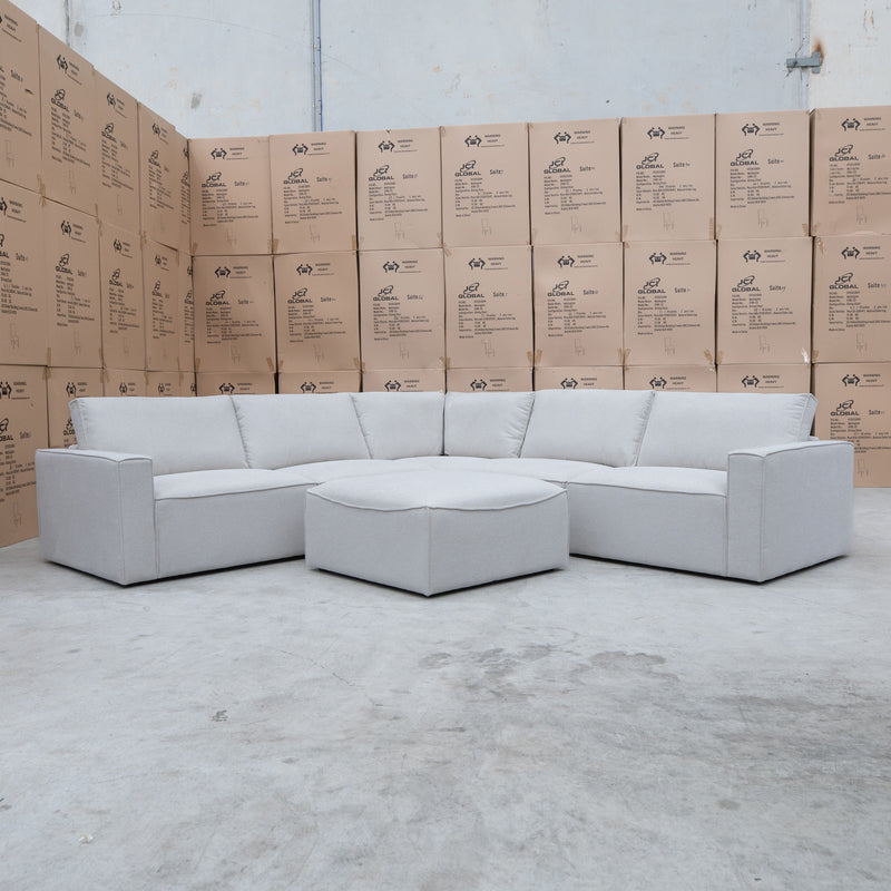 The Layne Modular Corner Lounge with Ottoman - Oat available to purchase from Warehouse Furniture Clearance at our next sale event.