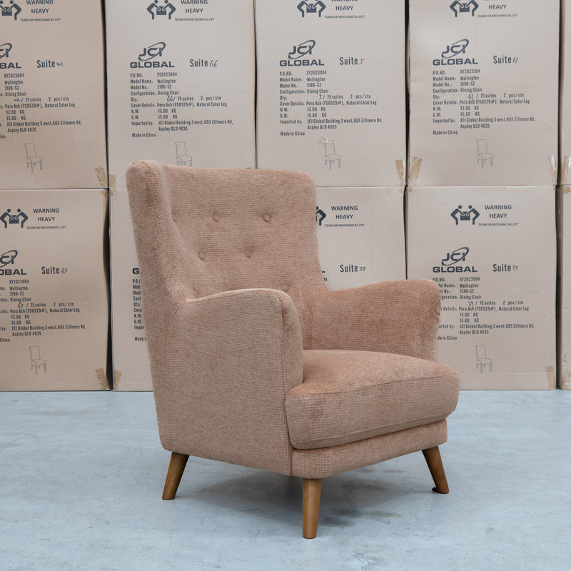 The Zoe Accent Chair - Share Burnt available to purchase from Warehouse Furniture Clearance at our next sale event.