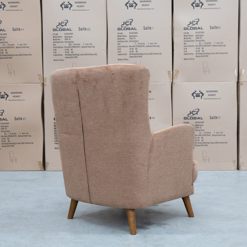 The Zoe Accent Chair - Share Burnt available to purchase from Warehouse Furniture Clearance at our next sale event.