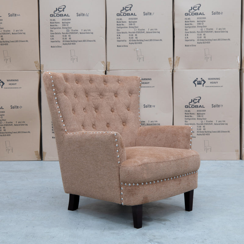 The Charlotte Accent Chair - Burnt available to purchase from Warehouse Furniture Clearance at our next sale event.