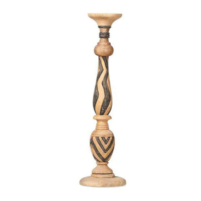 The African Mango Wood CandlestickMedium - Black/White - FM70 - Available In-Store Only available to purchase from Warehouse Furniture Clearance at our next sale event.