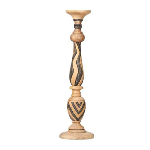 The African Mango Wood CandlestickMedium - Black/White - FM70 - Available In-Store Only available to purchase from Warehouse Furniture Clearance at our next sale event.