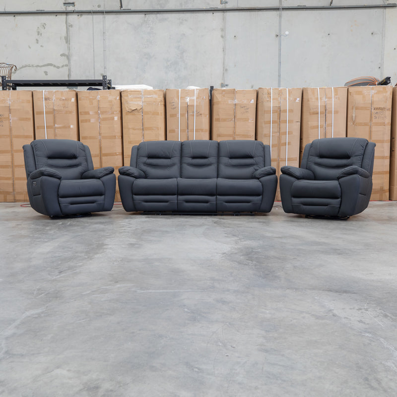 The Airlie Three Seat Electric Recliner Lounge - Jet