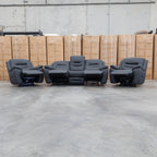 The Airlie Three Seat Electric Recliner Lounge - Jet available to purchase from Warehouse Furniture Clearance at our next sale event.