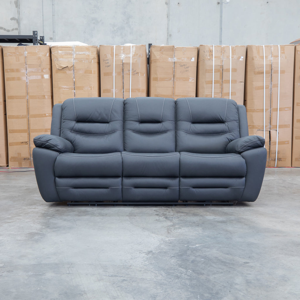The Airlie Three Seat Electric Recliner Lounge - Jet available to purchase from Warehouse Furniture Clearance at our next sale event.