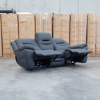 The Airlie Three Seat Electric Recliner Lounge - Jet available to purchase from Warehouse Furniture Clearance at our next sale event.