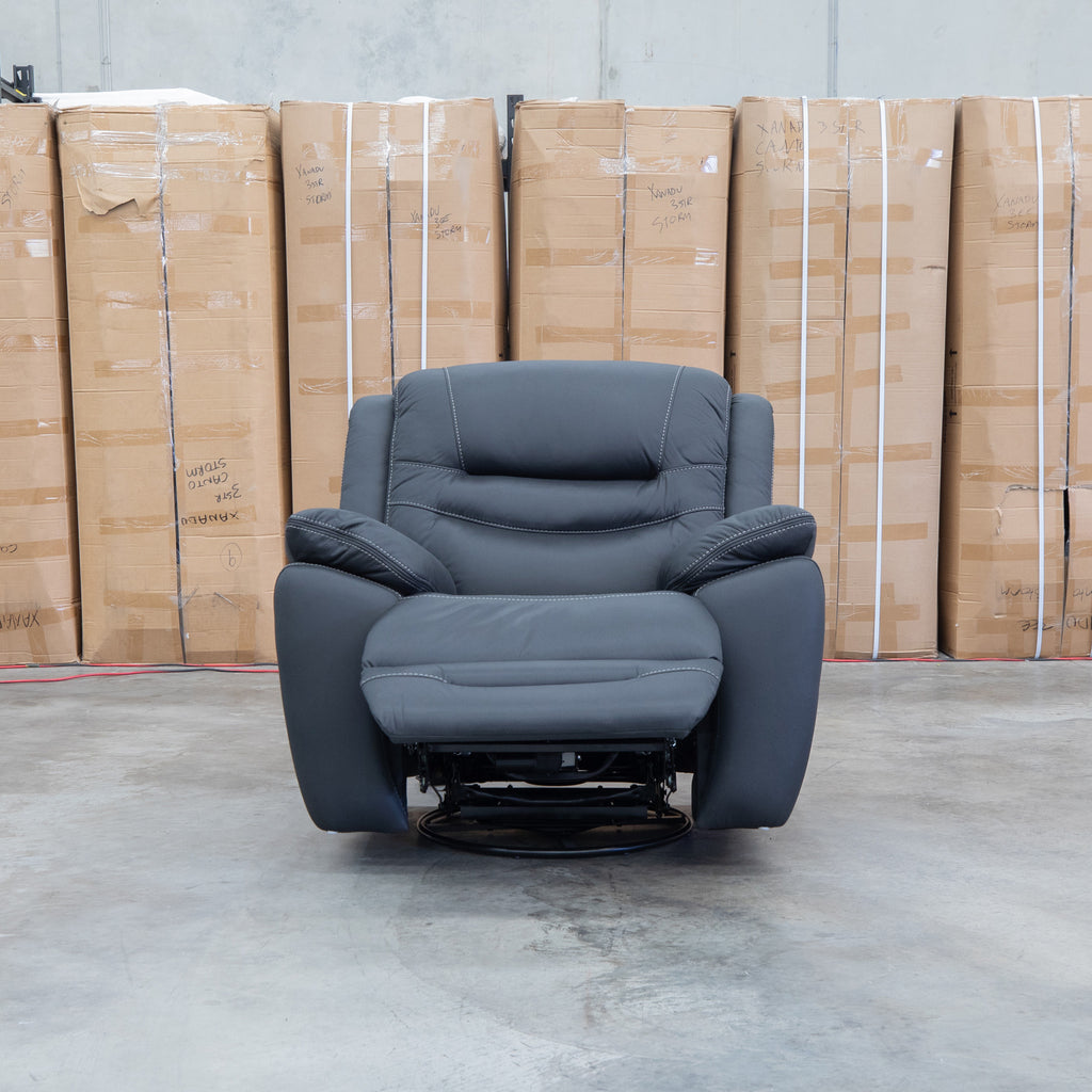 The Airlie Electric Swivel Glider Recliner - Jet available to purchase from Warehouse Furniture Clearance at our next sale event.