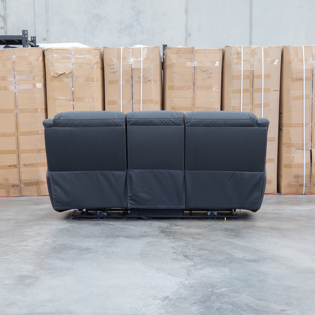 The Airlie Three Seat Electric Recliner Lounge - Jet available to purchase from Warehouse Furniture Clearance at our next sale event.