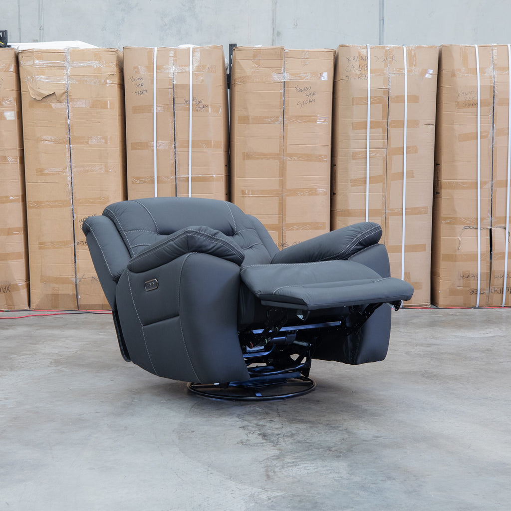 The Airlie Electric Swivel Glider Recliner - Jet available to purchase from Warehouse Furniture Clearance at our next sale event.