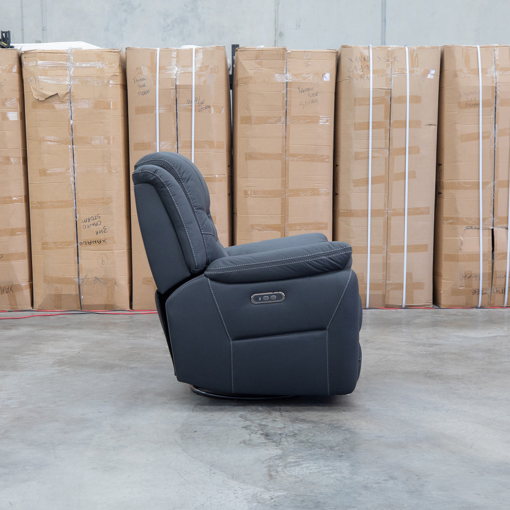 The Airlie Electric Swivel Glider Recliner - Jet available to purchase from Warehouse Furniture Clearance at our next sale event.