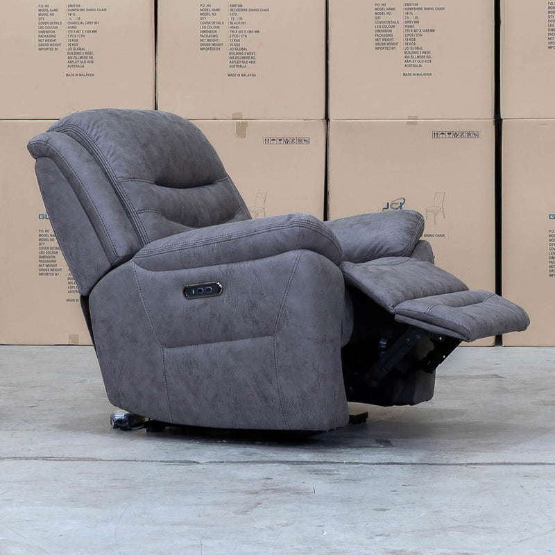 The Airlie Single Electric Recliner - Slate available to purchase from Warehouse Furniture Clearance at our next sale event.