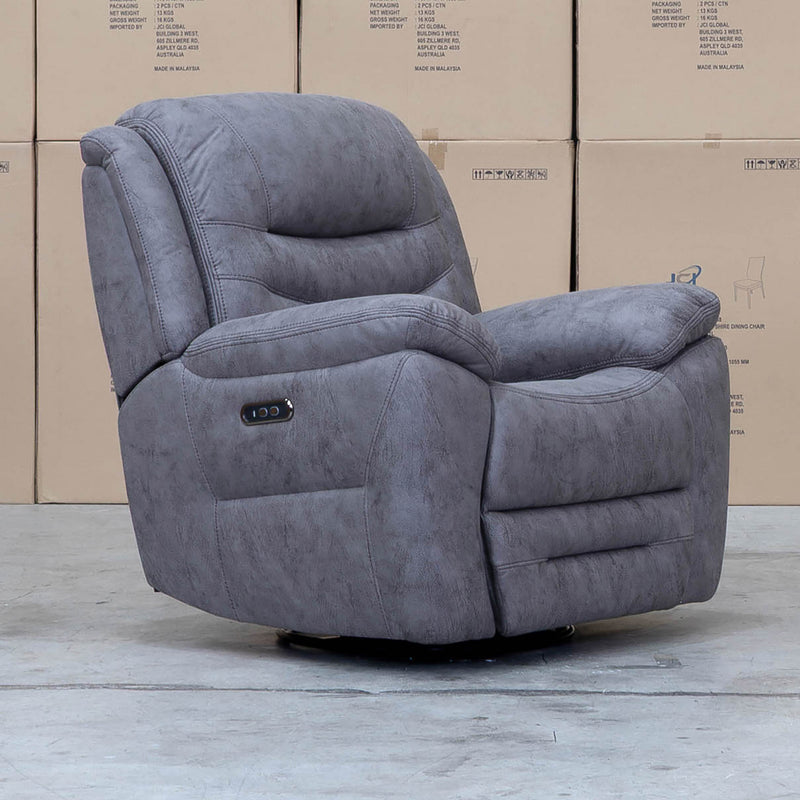 The Airlie Electric Swivel Glider Recliner - Slate available to purchase from Warehouse Furniture Clearance at our next sale event.