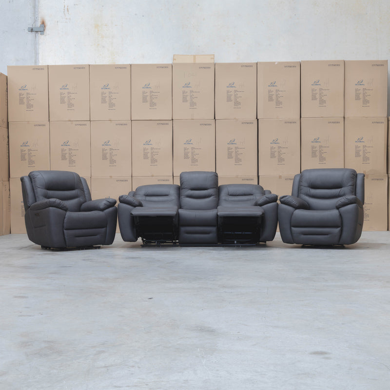 The Airlie Three Seat Electric Recliner Lounge - Charcoal available to purchase from Warehouse Furniture Clearance at our next sale event.