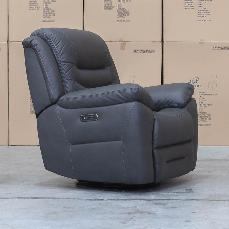 The Airlie Electric Swivel Glider Recliner - Charcoal available to purchase from Warehouse Furniture Clearance at our next sale event.