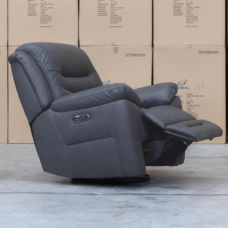 The Airlie Electric Swivel Glider Recliner - Charcoal available to purchase from Warehouse Furniture Clearance at our next sale event.
