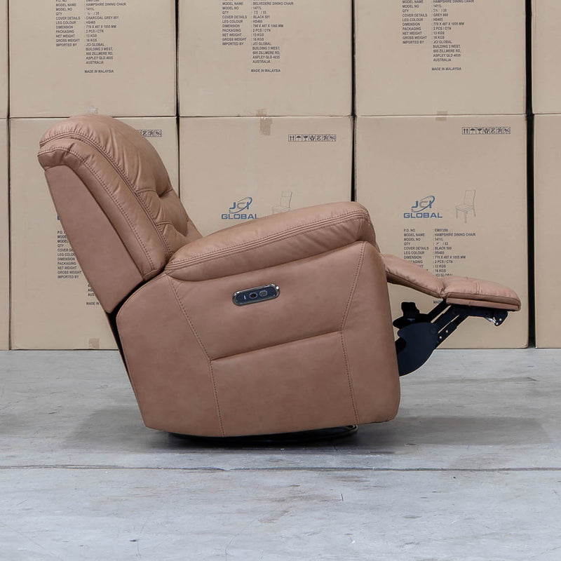The Airlie Electric Swivel Glider Recliner - Tan available to purchase from Warehouse Furniture Clearance at our next sale event.