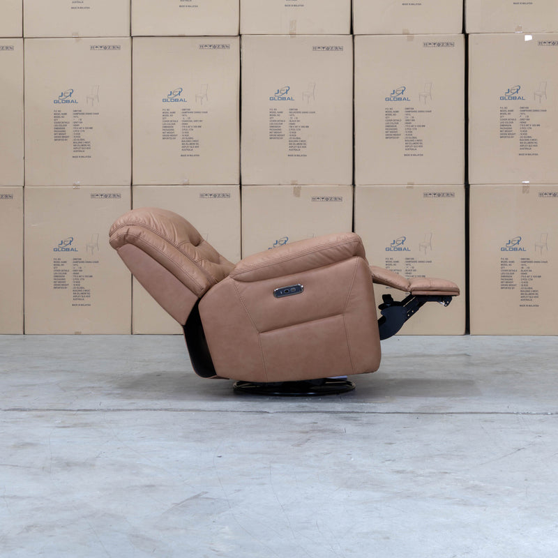 The Airlie Electric Swivel Glider Recliner - Tan available to purchase from Warehouse Furniture Clearance at our next sale event.