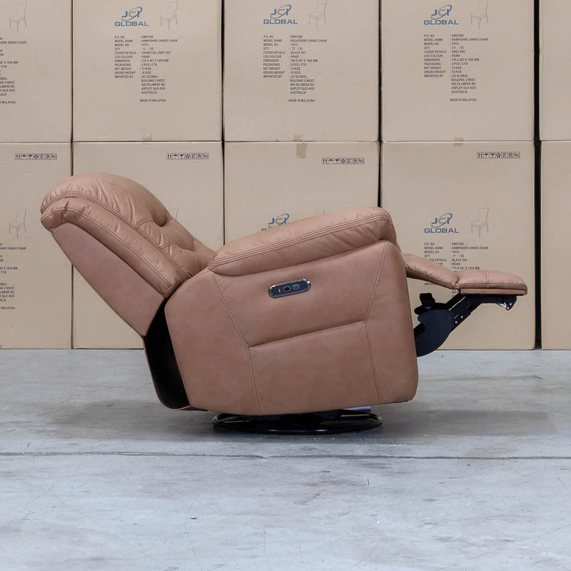 The Airlie Electric Swivel Glider Recliner - Tan available to purchase from Warehouse Furniture Clearance at our next sale event.