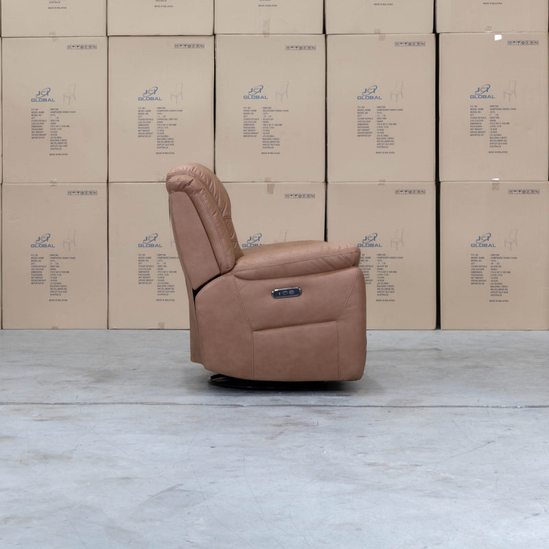 The Airlie Electric Swivel Glider Recliner - Tan available to purchase from Warehouse Furniture Clearance at our next sale event.