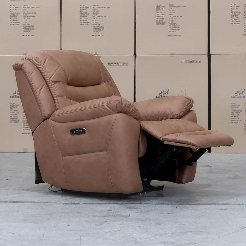 The Airlie Single Electric Recliner - Tan available to purchase from Warehouse Furniture Clearance at our next sale event.
