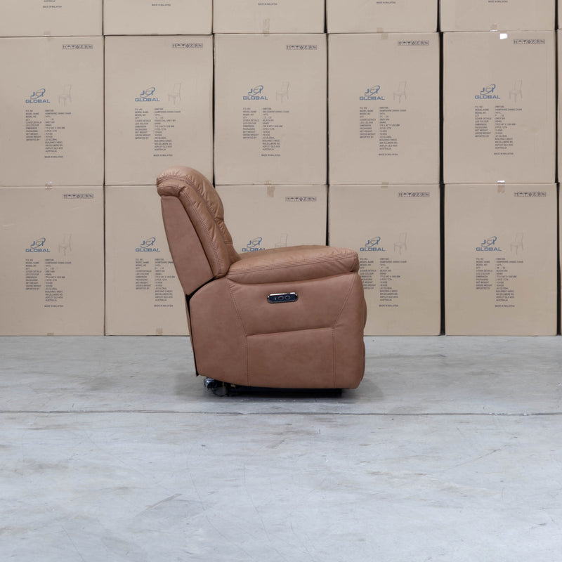 The Airlie Single Electric Recliner - Tan available to purchase from Warehouse Furniture Clearance at our next sale event.