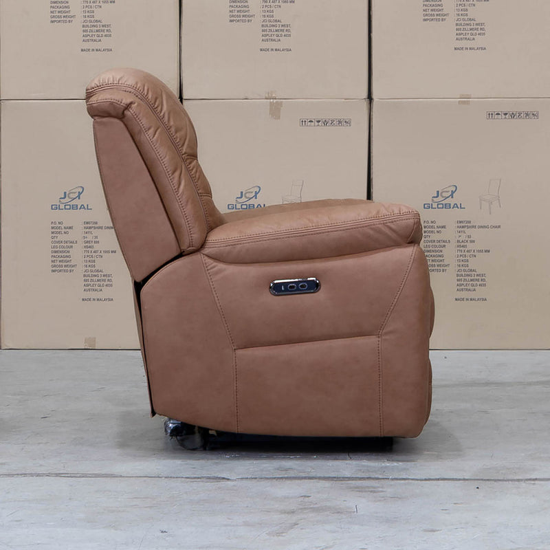 The Airlie Single Electric Recliner - Tan available to purchase from Warehouse Furniture Clearance at our next sale event.