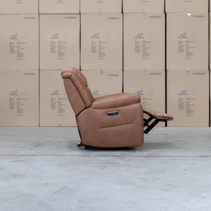 The Airlie Single Electric Recliner - Tan available to purchase from Warehouse Furniture Clearance at our next sale event.