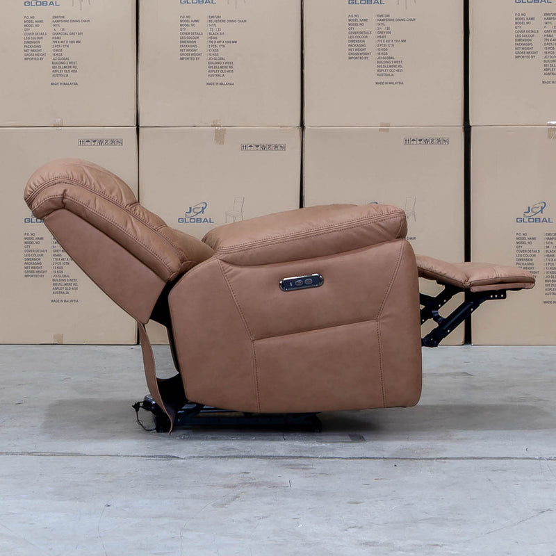 The Airlie Single Electric Recliner - Tan available to purchase from Warehouse Furniture Clearance at our next sale event.