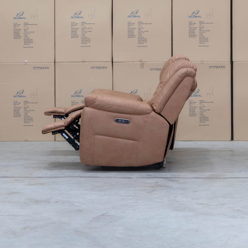The Airlie Three Seat Electric Recliner Lounge - Tan available to purchase from Warehouse Furniture Clearance at our next sale event.