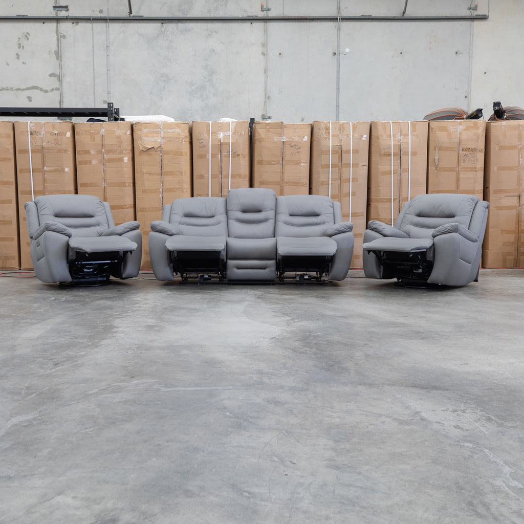 The Airlie Electric Swivel Glider Recliner - Ash available to purchase from Warehouse Furniture Clearance at our next sale event.