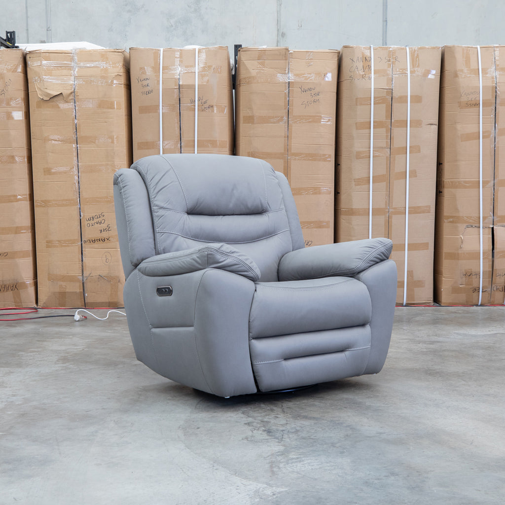 The Airlie Electric Swivel Glider Recliner - Ash available to purchase from Warehouse Furniture Clearance at our next sale event.