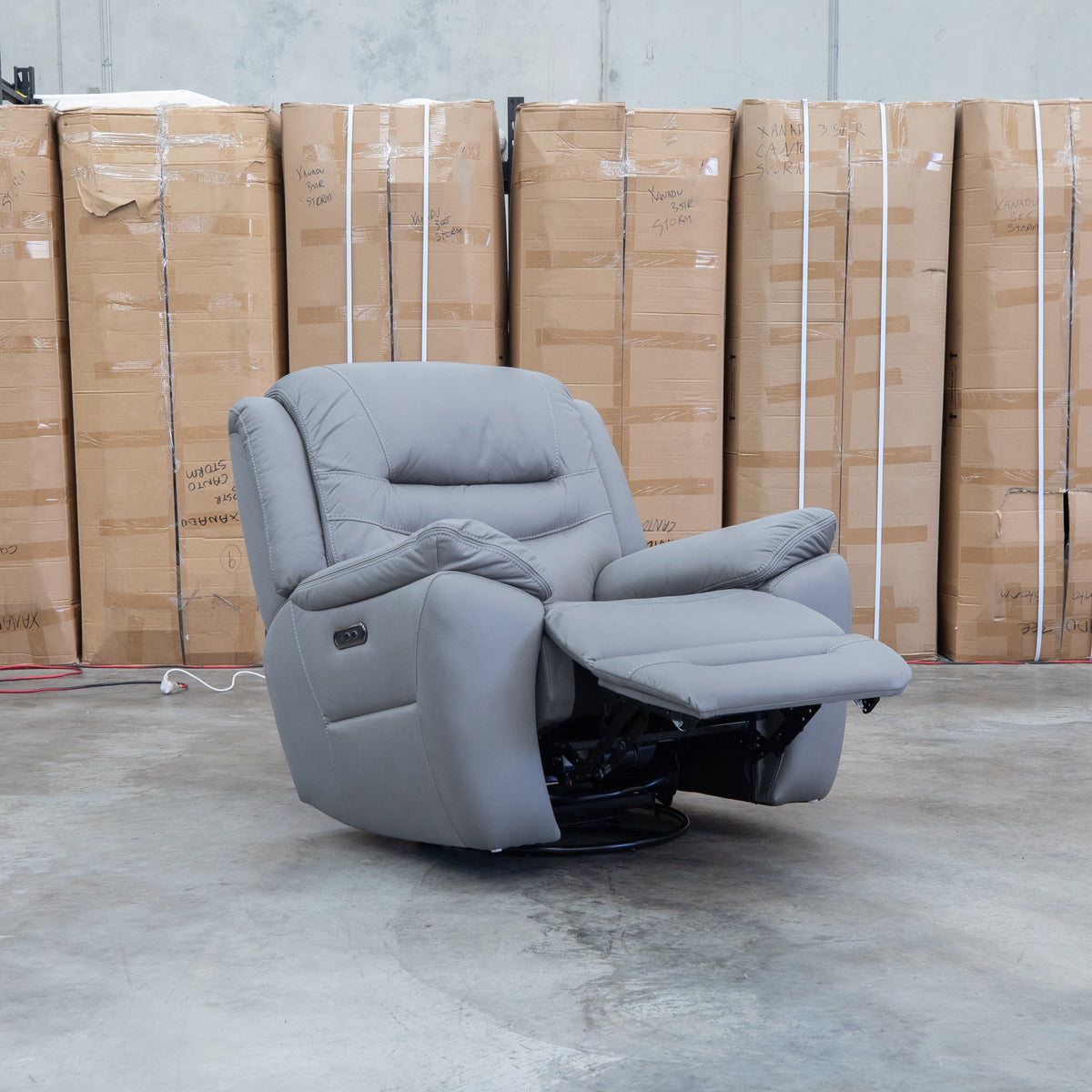 The Airlie Electric Swivel Glider Recliner - Ash available to purchase from Warehouse Furniture Clearance at our next sale event.