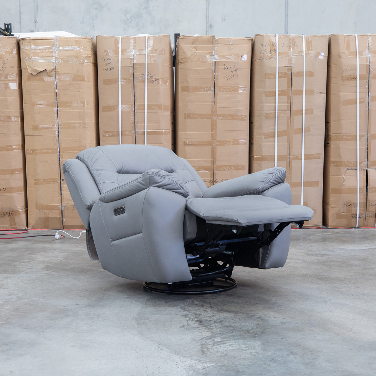 The Airlie Electric Swivel Glider Recliner - Ash available to purchase from Warehouse Furniture Clearance at our next sale event.